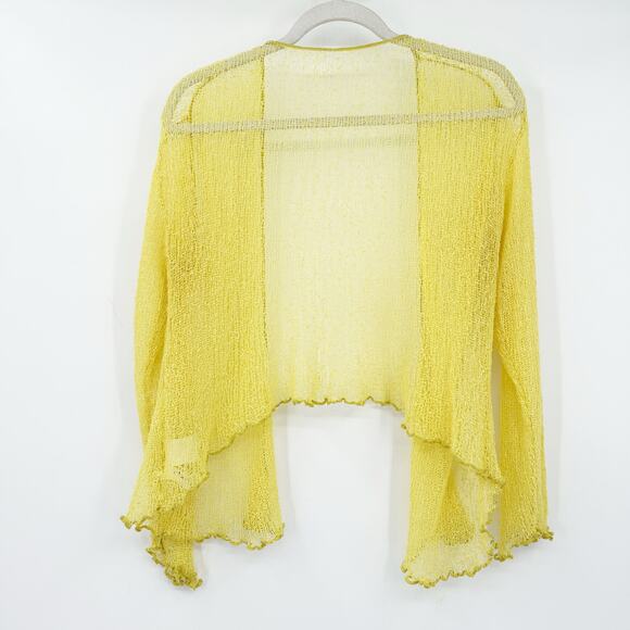 Back from Bali Womens Boho Beachy Lightweight Open Knit Sheer Cardigan OS Yellow - Picture 7 of 7